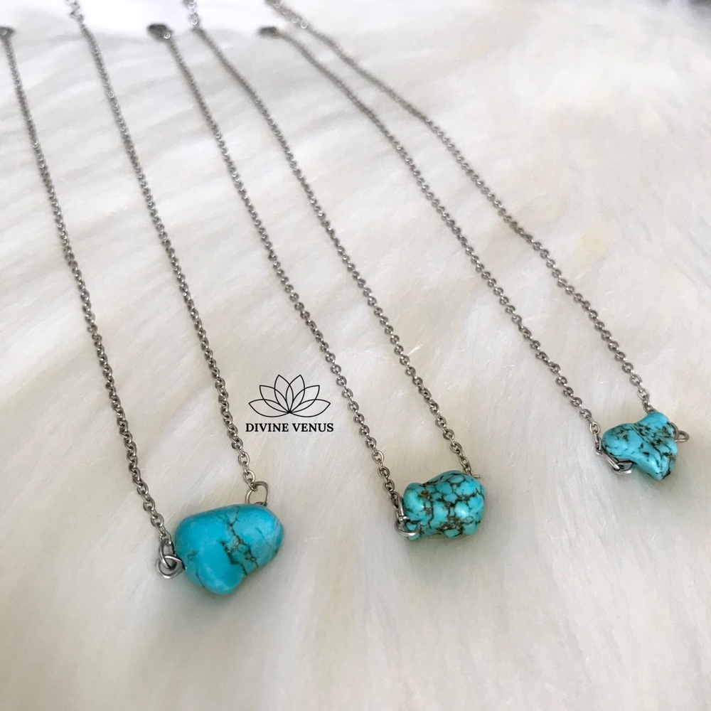 Genuine Turquoise Dainty Stainless Steel Choker